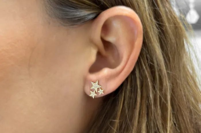 Earrings Albert Hern Earrings 14kt Gold 3 Bezel Star Diamonds Earrings Albert Hern Earrings 14kt Gold 3 Bezel Star Diamonds
