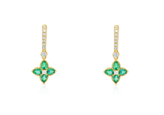 Earrings Albert Hern Earrings 18kt Gold Huggies Emeralds Diamonds