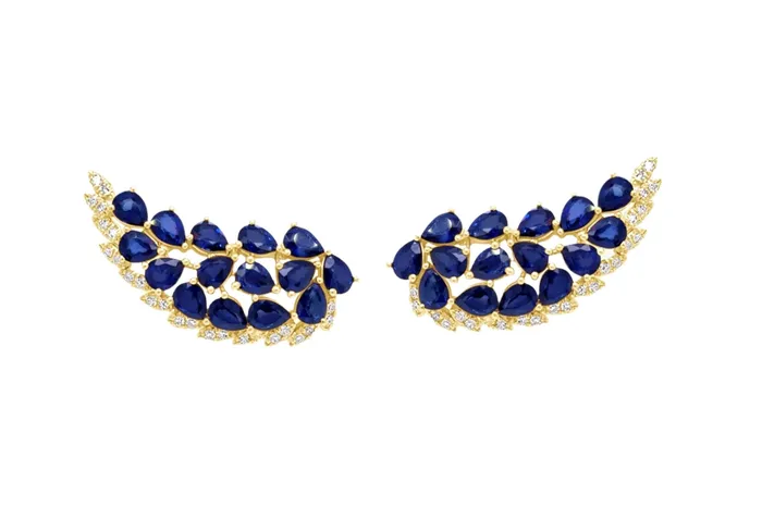 Earrings Albert Hern Earrings Wings 14kt Yellow Gold Diamonds and Sapphires Earrings Albert Hern Earrings Wings 14kt Yellow Gold Diamonds and Sapphires