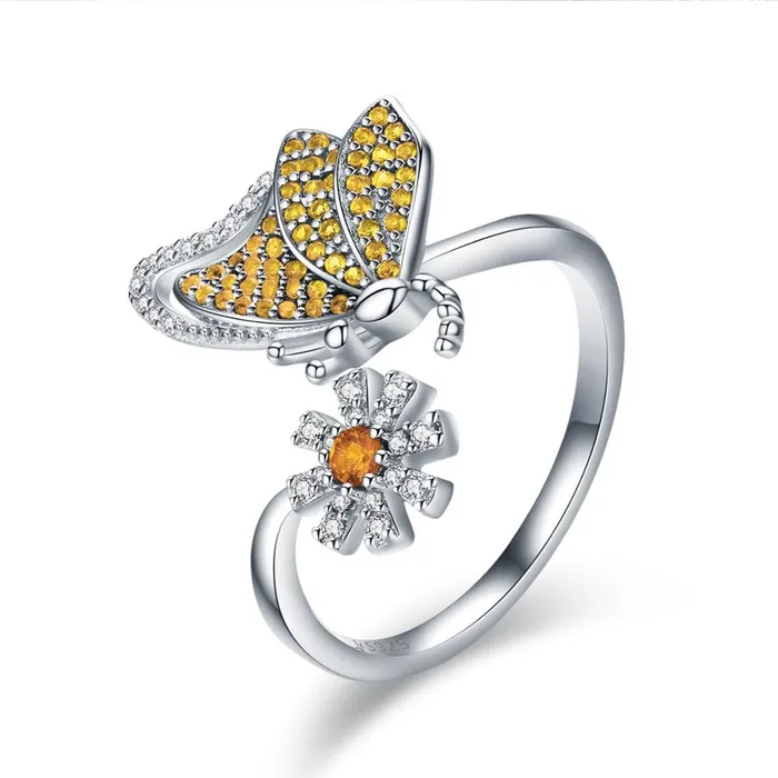 Earrings AliExpress Butterfly Jewelry in Platinum Plated Sterling Silver Yellow