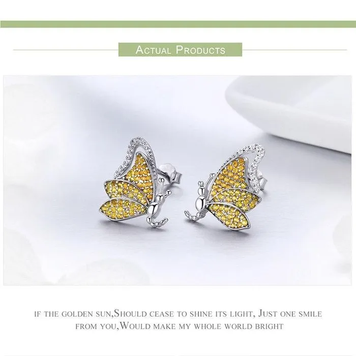 Earrings AliExpress Butterfly Jewelry in Platinum Plated Sterling Silver Yellow