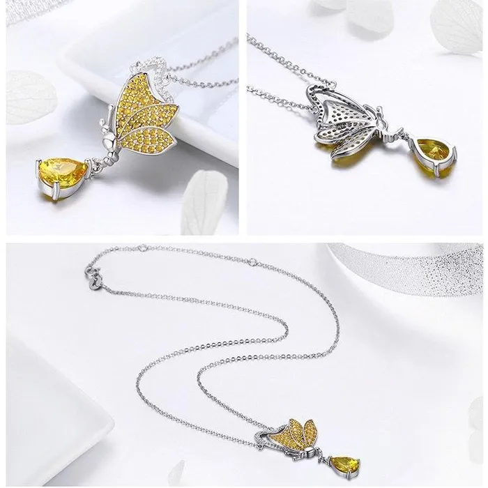 Earrings AliExpress Butterfly Jewelry in Platinum Plated Sterling Silver Yellow