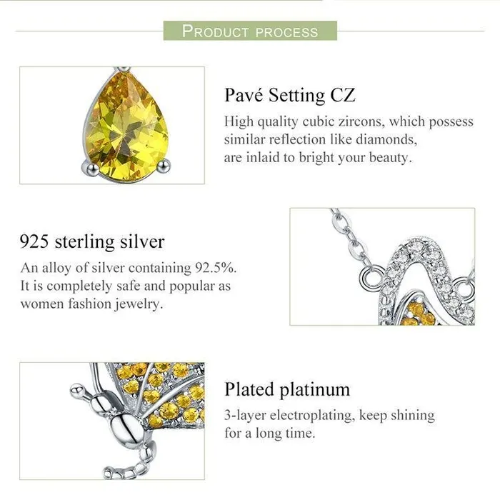 Earrings AliExpress Butterfly Jewelry in Platinum Plated Sterling Silver Yellow