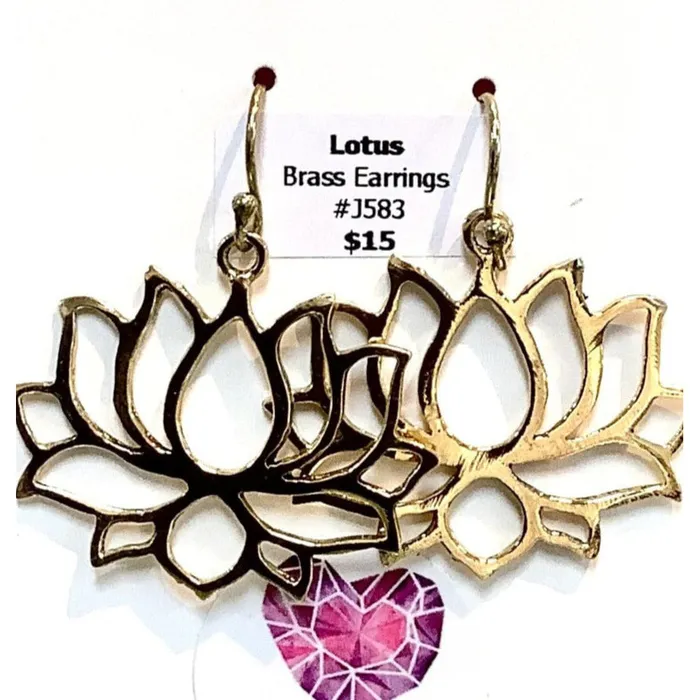 Earrings Bliss Crystals Lotus Brass Earrings J583