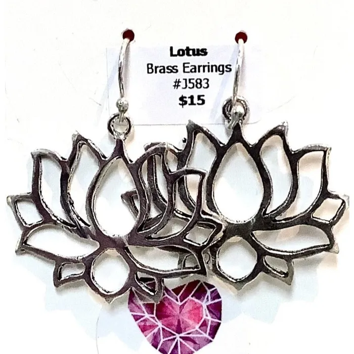 Earrings Bliss Crystals Lotus Brass Earrings J583