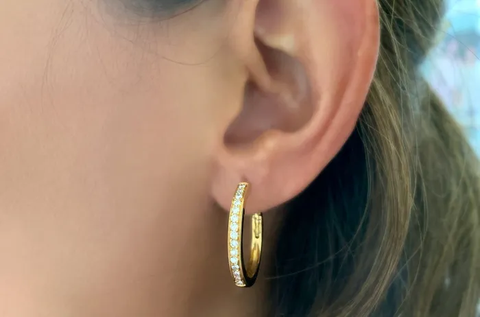 Earrings Earrings 18kt Gold Round Hoops Diamonds Albert Hern