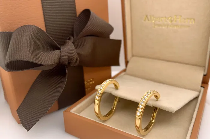Earrings Earrings 18kt Gold Round Hoops Diamonds Albert Hern
