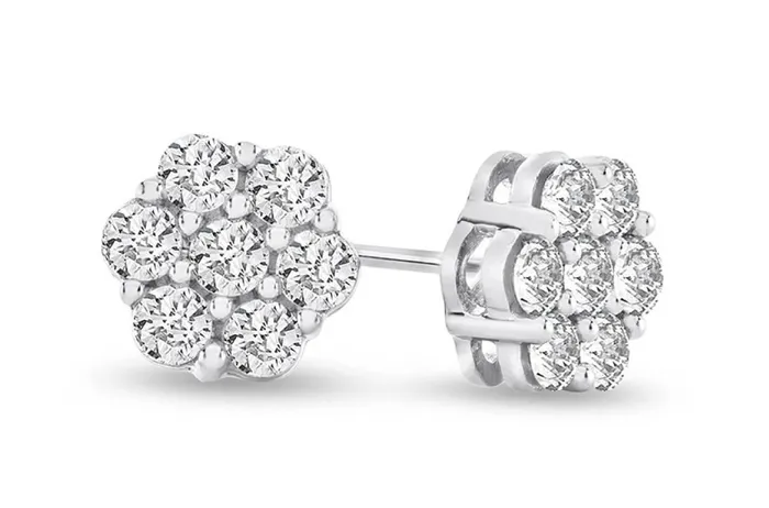 Earrings Flowers White Gold Studs Diamonds Albert Hern Earrings