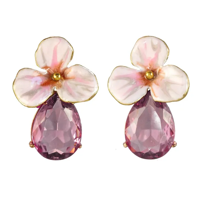 Earrings Ines Di Santo US Corporation In StockMedium Rhinestone Drop Flower Earrings