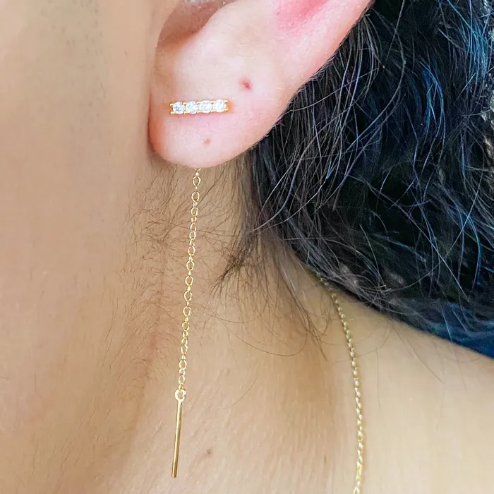Earrings Izzy Jo Roxanne in Diamondish and Gold Threader Earrings