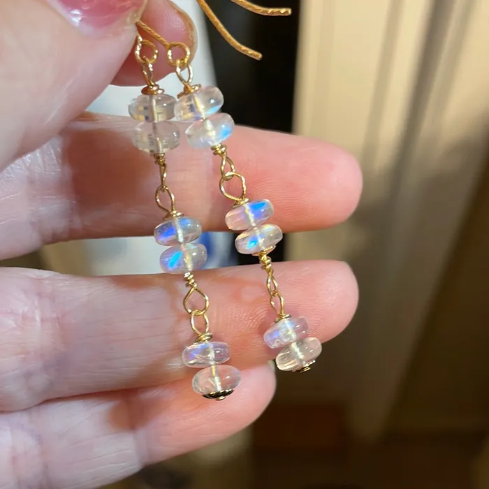 Earrings Moonstone Drop Earrings Gold Filled Handmade Vintage Paris Jewelry Earrings Moonstone Drop Earrings Gold Filled Handmade Vintage Paris Jewelry