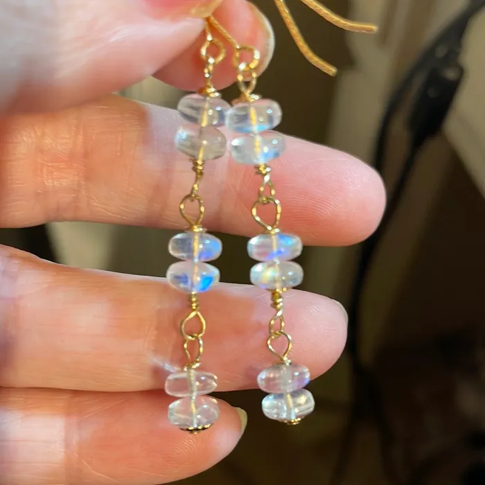 Earrings Moonstone Drop Earrings Gold Filled Handmade Vintage Paris Jewelry Earrings Moonstone Drop Earrings Gold Filled Handmade Vintage Paris Jewelry