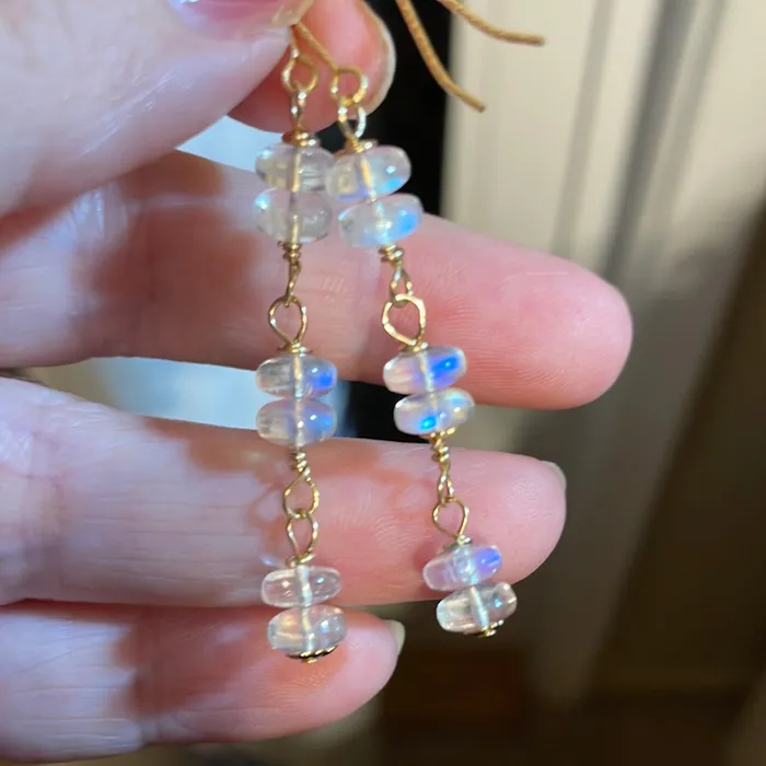 Earrings Moonstone Drop Earrings Gold Filled Handmade Vintage Paris Jewelry Earrings Moonstone Drop Earrings Gold Filled Handmade Vintage Paris Jewelry
