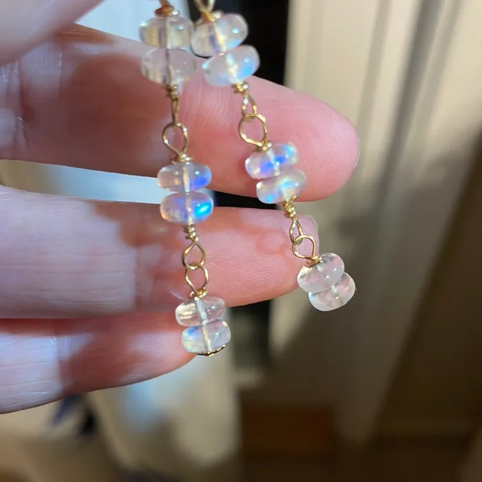 Earrings Moonstone Drop Earrings Gold Filled Handmade Vintage Paris Jewelry Earrings Moonstone Drop Earrings Gold Filled Handmade Vintage Paris Jewelry