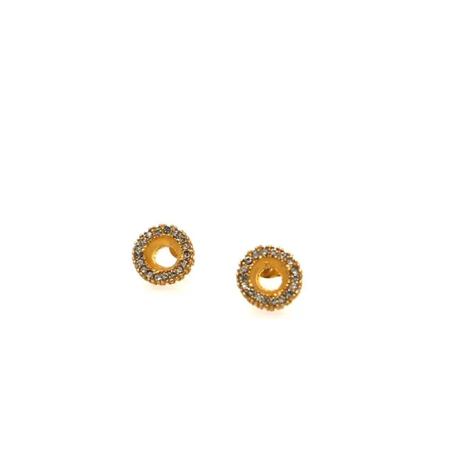 Earrings Open Circle Crystal Stud Earrings in Gold Finish Rebel Designs Inc