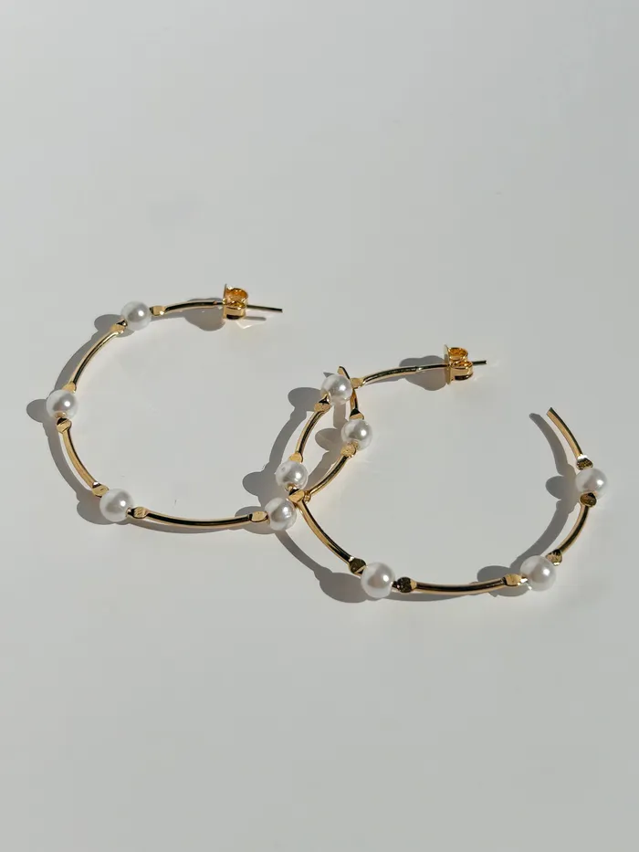 Earrings Truly Blessed Jewels Bali Pearl Hoop Earrings
