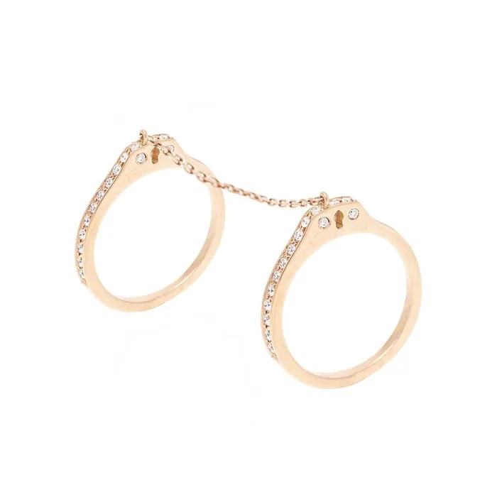 HANDCUFF RING IN 18K ROSE GOLD WITH DIAMOND Jack Vartanian Rings