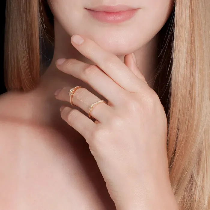 HANDCUFF RING IN 18K ROSE GOLD WITH DIAMOND Jack Vartanian Rings