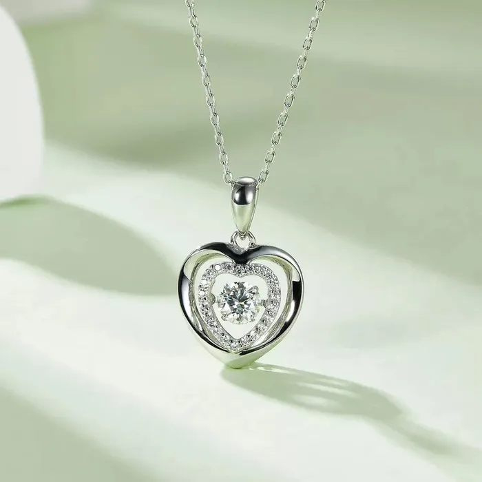 Heart or Star Twinkle Setting Moissanite Luxury Necklaces 925 Sterling Silver The Pink Pigs Animal Lovers Boutique Rings