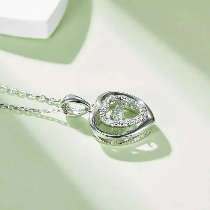 Heart or Star Twinkle Setting Moissanite Luxury Necklaces 925 Sterling Silver The Pink Pigs Animal Lovers Boutique Rings
