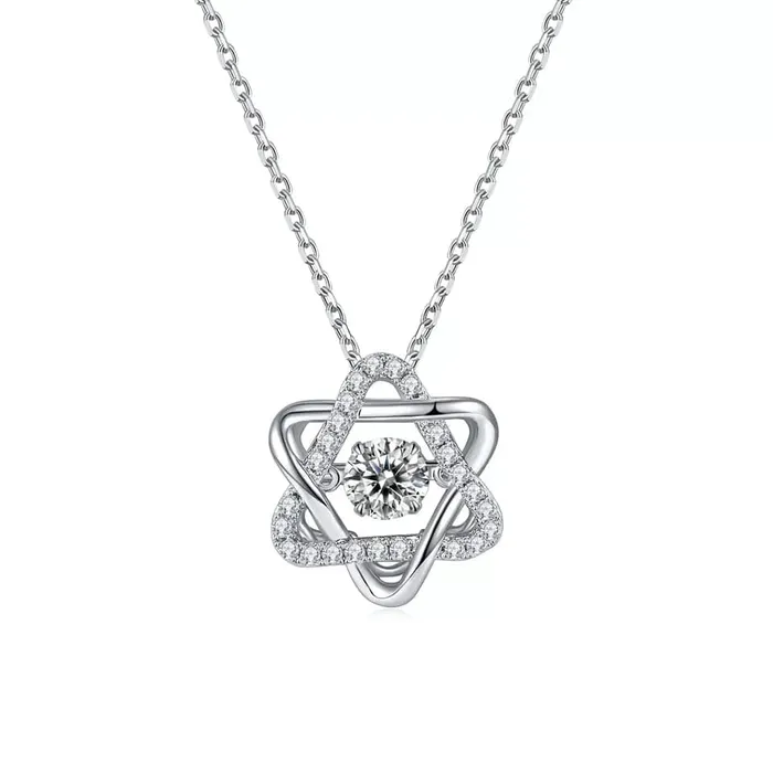 Heart or Star Twinkle Setting Moissanite Luxury Necklaces 925 Sterling Silver The Pink Pigs Animal Lovers Boutique Rings