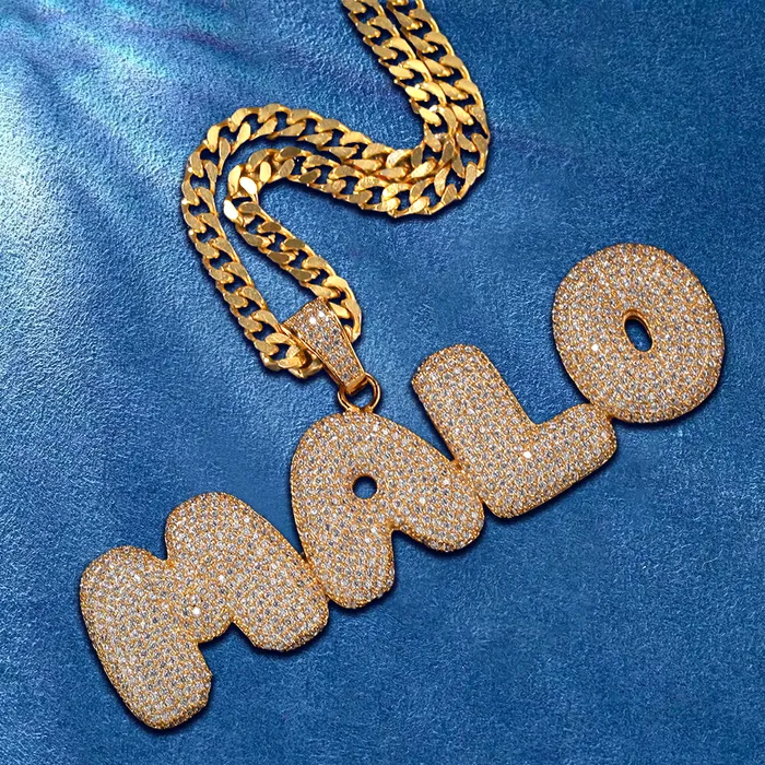 IceZeusShop Necklaces CUSTOM ICED OUT BUBBLE LETTER NAME PENDANT