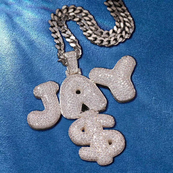 IceZeusShop Necklaces CUSTOM ICED OUT BUBBLE LETTER NAME PENDANT