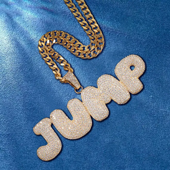 IceZeusShop Necklaces CUSTOM ICED OUT BUBBLE LETTER NAME PENDANT
