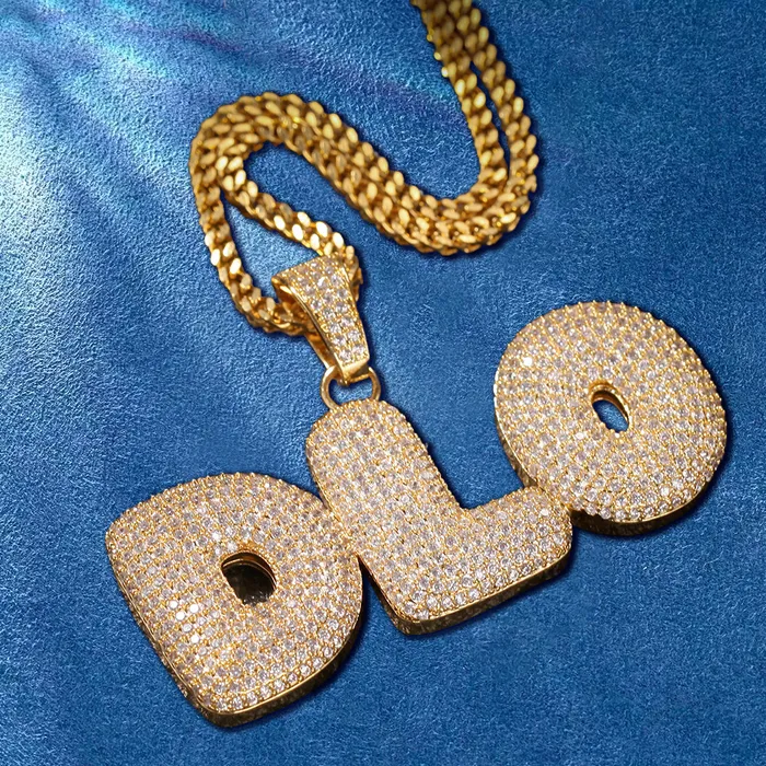 IceZeusShop Necklaces CUSTOM ICED OUT BUBBLE LETTER NAME PENDANT