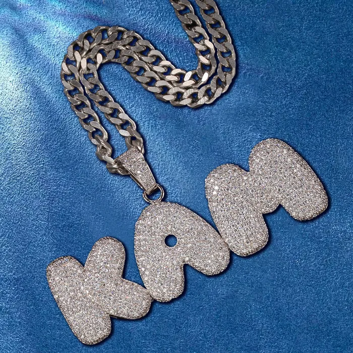 IceZeusShop Necklaces CUSTOM ICED OUT BUBBLE LETTER NAME PENDANT