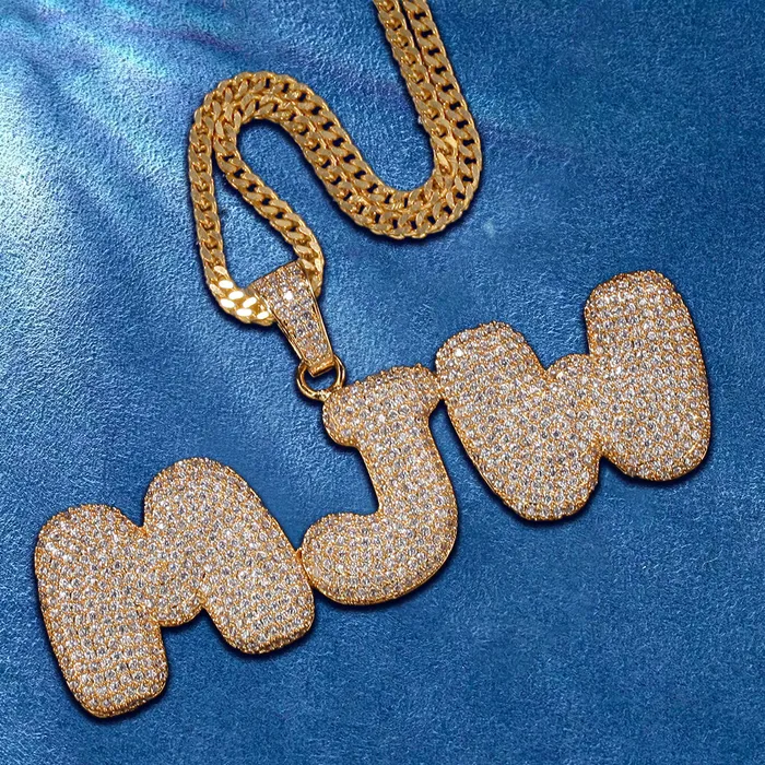 IceZeusShop Necklaces CUSTOM ICED OUT BUBBLE LETTER NAME PENDANT