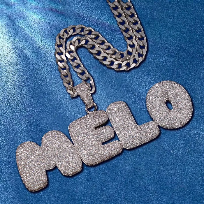 IceZeusShop Necklaces CUSTOM ICED OUT BUBBLE LETTER NAME PENDANT