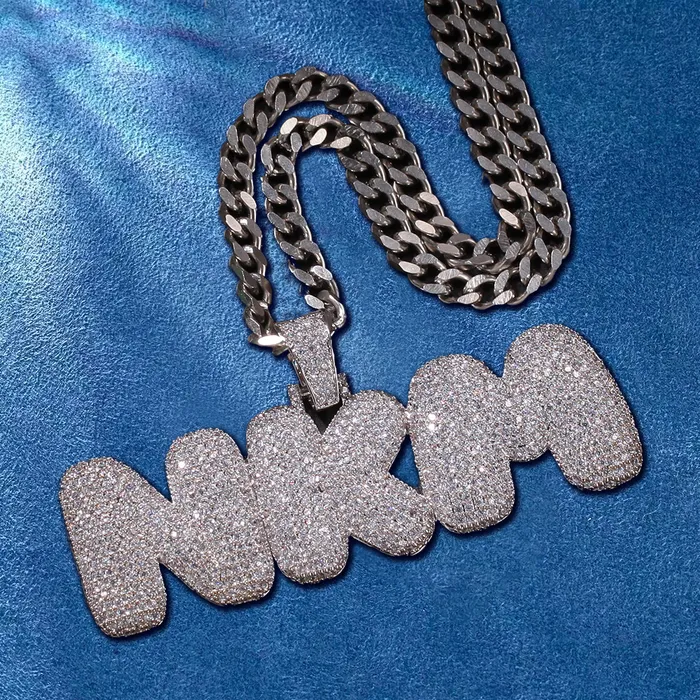 IceZeusShop Necklaces CUSTOM ICED OUT BUBBLE LETTER NAME PENDANT