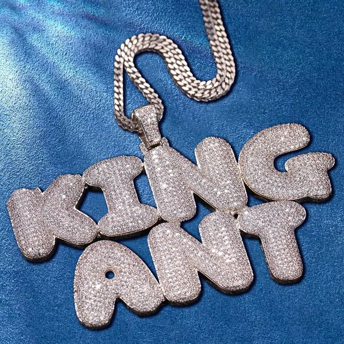 IceZeusShop Necklaces CUSTOM ICED OUT BUBBLE LETTER NAME PENDANT