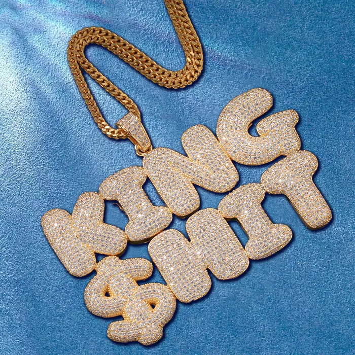 IceZeusShop Necklaces CUSTOM ICED OUT BUBBLE LETTER NAME PENDANT