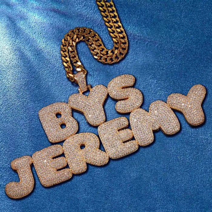 IceZeusShop Necklaces CUSTOM ICED OUT BUBBLE LETTER NAME PENDANT
