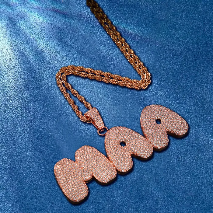 IceZeusShop Necklaces CUSTOM ICED OUT BUBBLE LETTER NAME PENDANT
