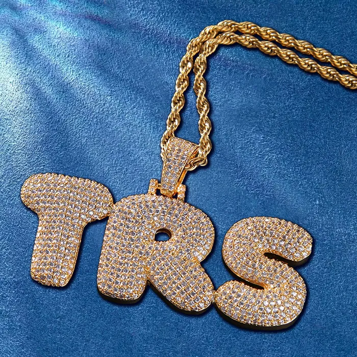 IceZeusShop Necklaces CUSTOM ICED OUT BUBBLE LETTER NAME PENDANT