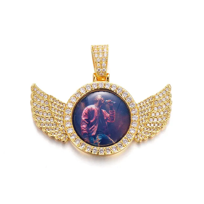 IceZeusShop Necklaces Custom Mini Photo Pendant With Wings