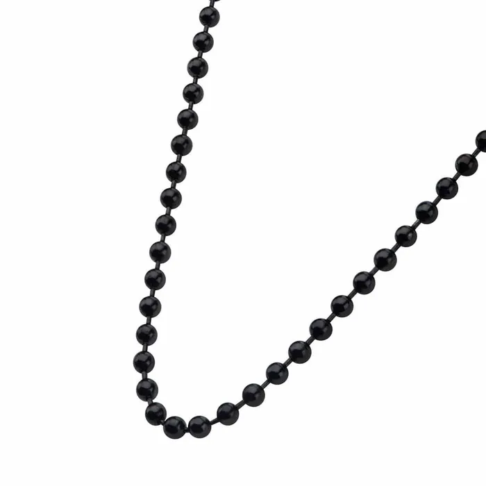 INOX JEWELRY Bracelets Black Stainless Steel 3mm Ball Chain with Lobster ClawClosure