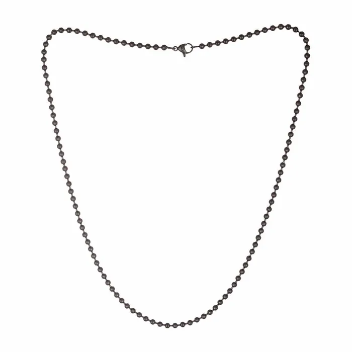INOX JEWELRY Bracelets Black Stainless Steel 3mm Ball Chain with Lobster ClawClosure