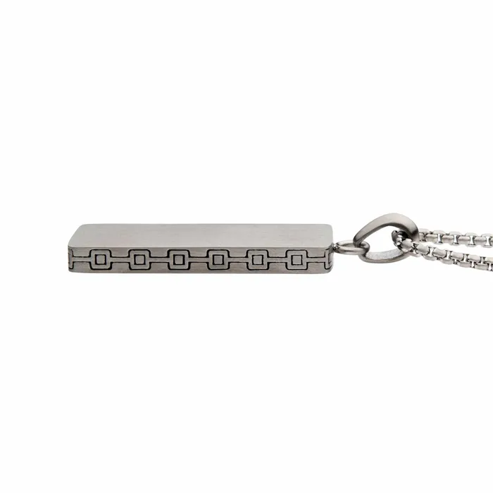 INOX JEWELRY Necklaces Silver Stainless Steel Engravable Drop Pendant with Round Box Chain