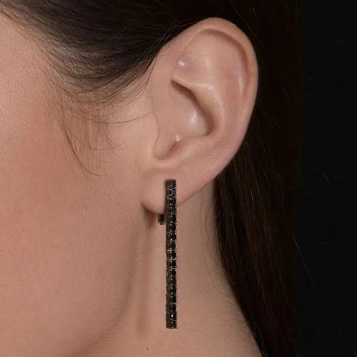 Jack Vartanian Earrings VOYEUR MEDIUM EARRING IN BLACK RHODIUM PLATED 18K WHITE GOLD WITH BLACK DIAMOND