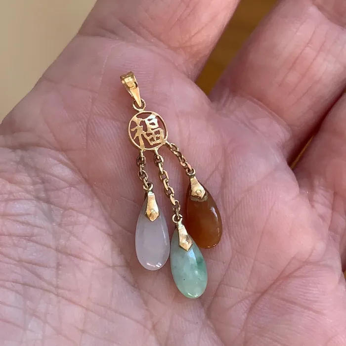 Jade Drop Pendant 14k Gold Vintage Love Vintage Paris Earrings