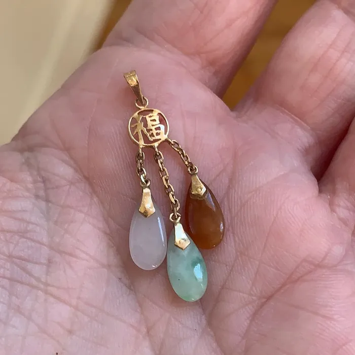 Jade Drop Pendant 14k Gold Vintage Love Vintage Paris Earrings