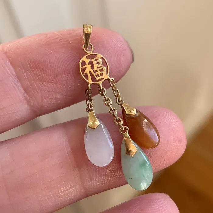 Jade Drop Pendant 14k Gold Vintage Love Vintage Paris Earrings