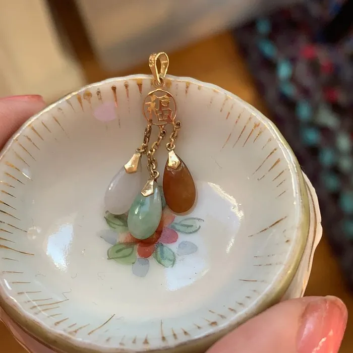 Jade Drop Pendant 14k Gold Vintage Love Vintage Paris Earrings