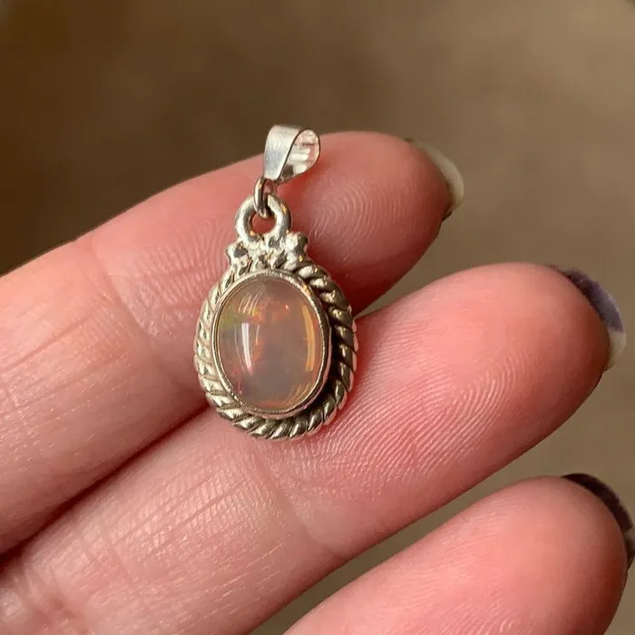 Love Vintage Paris Necklaces Opal Pendant Sterling Silver Vintage