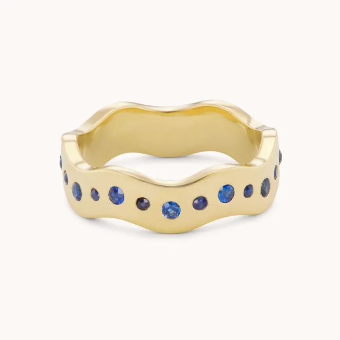 Marlo Laz Rings Blue Sapphire Wave Band V