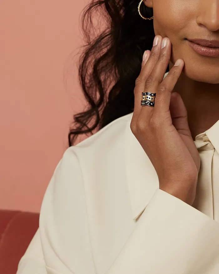 Marlo Laz Rings Blue Sapphire Wave Band V